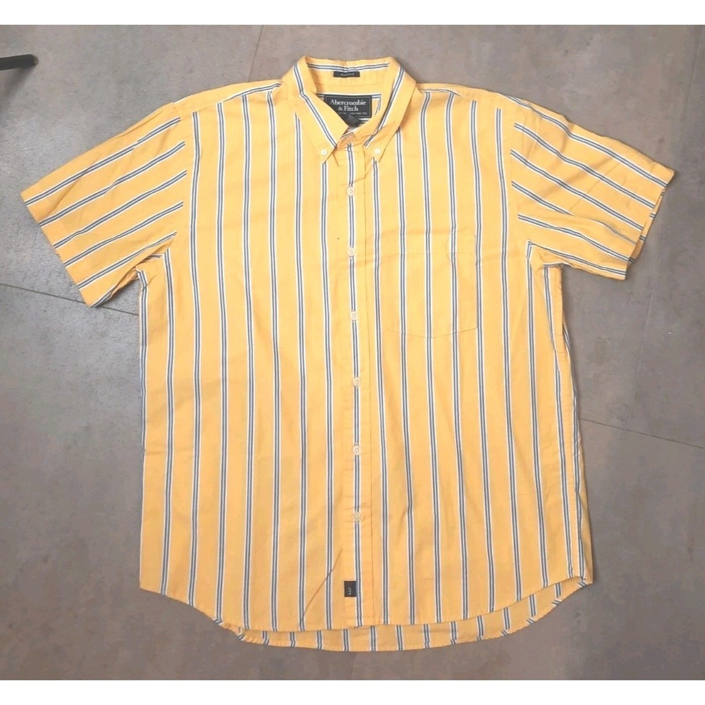 Abercrombie Fitch Muscle Short Sleeve Button Up Size Large Preppy 90's - Picture 3 of 10